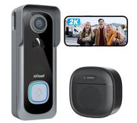 ieGeek 2K Sonnette sans Fil Exterieur Etanche, Sonnette Vidéo avec Caméra Compatible Alexa, Install Facile, Détection IA, IP66 Étanche,Vision Nocturne, Stockage Cloud, WiFi 2,4 GHz Uniquement (Blanc)