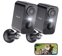 ieGeek 2pcs caméra de surveillance Wi-Fi Extérieure/Intérieur sans fil 2K, vision nocturne à couleurs, détection de mouvement PIR