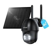 ieGeek 4G LTE Camera de Surveillance Exterieur sans Fil, 2K HD Camera Solaire sans Wi-FI avec Carte Sim, Détection Humaine PIR, Audio Bidirectionnel, AI Analysis System/Cloud, 360° PTZ, Noir