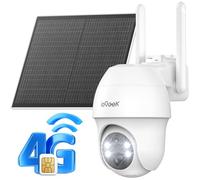 ieGeek 4G LTE Camera de Surveillance Exterieur sans Fil, 2K HD Camera Solaire avec Carte SIM sans WiFi, Vision Nocturne, Détection Humaine PIR, Audio Bidirectionnel, AI Analysis System/Cloud