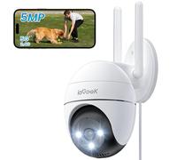 ieGeek 5 MP Caméra Wi-Fi extérieure avec WiFi 2,4/5 GHz, 360 °PTZ Caméra de surveillance WiFi Vision nocturne en couleur 15 m, détection humaine PIR et alarme sonore et lumineuse