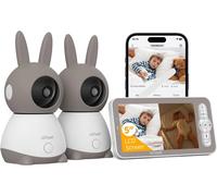Iegeek 5 pouces moniteur pour bébé avec 2 caméras 2K / 3mp, PTZ 355 °, vision nocturne infrarouge, suivi automatique, détection de pleurs / mouvements / bruit