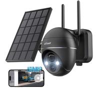 ieGeek 5MP Camera Surveillance Exterieure sans Fil Solaire WiFi Détection Humaine PIR Vision Nocturne Couleur Audio Bidirectionnel