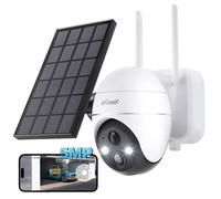 ieGeek 5MP Camera Surveillance WiFi Exterieure sans Fil, Camera Solaire Camera 360PTZ Détection Humaine PIR Alexa Cloud IP66