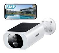 ieGeek 5MP Camera Surveillance WiFi Exterieure sans Fil Solaire - 15M Vision Nocturne Couleur, Détection Mouvement, Audio Bidirectionnel, Extérieur/Intérieur, Compatible Alexa Blanc G