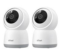 ieGeek 5MP Caméra Surveillance WiFi Interieur 2.4Ghz/5Ghz, 360°PTZ Caméra Interieur pour Bébé/Senior, Enregistrement 24H, Suivi Auto, Détection Humaine/Bruit, Alarmes(2PCS) Blanc G