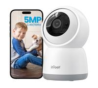 ieGeek 5MP Camera Surveillance WiFi Interieur 360° - 2.4G/5GHz Camera Interieur WiFi, PTZ Détection Mouvement Audio Bidirectionnel Alexa pour Animaux/Bébés
