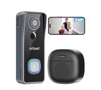 ieGeek 2,5K 5MP Sonnette sans Fil Exterieur Etanche, 166° Sonnette Vidéo avec Caméra Compatible Alexa, Install Facile, Détection IA, IP65 Étanche, Vision Nocturne, WiFi 2,4 GHz Uniquement