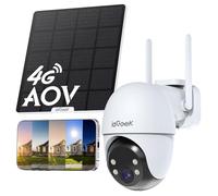 ieG OV 4G Camera Surveillance Exterieur sans Fil Solaire avec Carte SIM, Enregistrement Continu 24/7, Panneau Solaire 5W Batterie 10000mAh, 2K 360° PTZ,30M Détection Humaine, Suivi Auto(Sans WiFi)