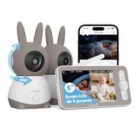ieG abyphone Vidéo Bébé 5" Écran, 2 Caméras 2K PTZ 360°, APP 2.4GHz & Écran sans WiFi, Détection de Cris & Mouvement, Température Humidité, Vision Nocturne Invisible