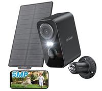 ieG améra de surveillance extérieure 5 MP Wi-Fi, batterie 5200 mAh, caméra de surveillance extérieur/intérieur, détection PIR, vision nocturne, audio bidirectionnel, projecteurs, étanche IP65
