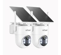 ieG améra de surveillance extérieure solaire 2K : 360° PTZ Caméra de surveillance extérieure, 2,4 GHz WiFi sans fil avec détecteur de mouvement PIR, caméra d'extérieur avec vision nocturne couleur