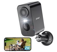 ieG améra Wi-Fi Extérieure Sans Fil, Caméra de Surveillance WiFi Intérieure avec Batterie, Alarme, Détection de Mouvement PIR, Vision Nocturne 2K en Couleur, Audio 2 Voies, Stockage Local/Cloud