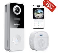 ieGeek Sonnette sans Fil avec Camera, 2K Sonnette Exterieur WIFI Etanche, Fisheye 180°, Audio Bidirectionnel, Vision Nocturne, PIR