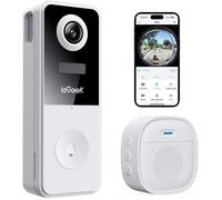 ieGeek Sonnette sans Fil avec Camera, 2K Sonnette Exterieur WIFI Etanche, Fisheye 180°, Audio Bidirectionnel, Vision Nocturne, PIR