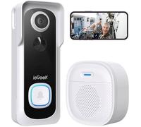 ieGeek Sonnette sans Fil avec Camera, 2K Sonnette Exterieur WiFi , Sonnette Vidéo avec piles, Vision nocturne 15M, PIR Etanche IP66