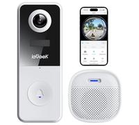 ieGeek Sonnette sans Fil avec Camera, 2K Sonnette sans Fil Exterieur Etanche, Angle Ultra Large de 180°, Audio Bidirectionnel, Vision Nocturne, Détection Humaine PIR, IP65 Étanche, 2.4G WiFi