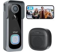 ieGeek Sonnette sans Fil avec Camera, 2K Sonnette sans Fil Exterieur Etanche IP66, Sonnette Vidéo Gris aucuns Frais Mensuels, Changeur de Voix, Audio Bidirectionnel, Détection Humaine PIR, 2.4G WiFi G