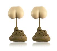 Iegefirm 2 PièCe SéRie RéUtilisable Silicone Thé Infuseur CréAtif Caca en Forme Drôle Tisane Café Filtre Diffuseur Passoire Accessoires A