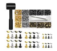 Iegefirm 480 Jeux de Rivets en Cuir, Rivets à Double Capuchon Tubulaires 4 Couleurs 3 Tailles Clous MéTalliques avec Outils de Fixation pour Bricolage Cuir/Artisanat