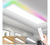 IEGLED Panneau de plafonnier à LED, 100x25cm plafonnier plat à intensité variable avec télécommande, lampe de panneau de plafond 30W avec fonction de mémoire, 2700K-6500K panneau d'éclairage à LED