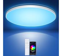 IEGLED plafonnier avec télécommande et contrôle APP, 24W plafonnier rond 2700K-6500K dimmable, lampe LED RGB pour chambre à coucher, salon, chambre d'enfant,Ø30CM
