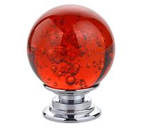 IEIK Lot de 10 boutons de placard ronds en verre à bulles lisses pour maison, armoire, tiroir et commode avec 3 vis de tailles différentes, 30 mm (rouge)