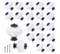 IEIK Lot de 20 boutons de placard en acrylique blanc en forme de citrouille vintage pour portes, placards, tiroirs, commode, placard, meubles de cuisine ou chambre d'enfant