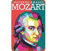 IEITB Wolfgang Amadeus Mozart Affiche de musique rétro en étain Décoration murale Panneau en métal Panneau de décoration 20,3 x 30,5 cm