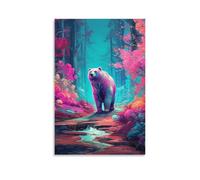 IEJKLUVWX Peinture à l'huile Ours Murale Decoration Murale Peintures Sur Toile Impression Sur Toile Affiche Decoration Pour Salon Chambre Décorations 16x24inch(40x60cm)
