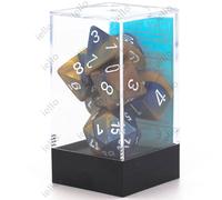 Iello Chessex - Set De 7 Dés - Gemini - Bleu-Or/Blanc