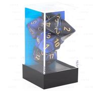 Iello Chessex - Set De 7 Dés - Gemini - Noir-Bleu/Or
