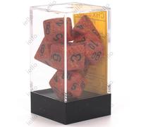 Iello Chessex - Set De 7 Dés - Granite - Fire Orange/Noir