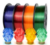 IEMAI PETG Filament 1.75mm 4Kg, Transparent Bleu/Orange/Vert/Rouge PETG Filament Pour Imprimante 3D, Précision Dimensionnelle +/- 0.02mm
