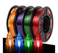 IEMAI PETG Filament 1.75mm, Filament PETG Transparent Rouge/Bleu/Orange/Vert, Imprimante 3D Filament PETG, 250g*4 Couleur, PETG 1.75mm Précision Dimensionnelle +/- 0.05mm