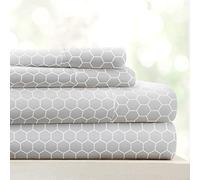 ienjoy Home Linen Market Parure de lit 4 pièces Ultra Douce à Motif nid d'abeille, pour très Grand lit californien, Gris