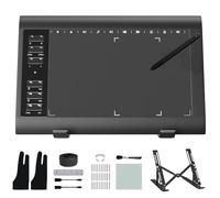 ienRon Tablette graphique numérique 25,4 x 15,2 cm avec stylet sans batterie, 12 touches de raccourci, compatible avec Windows, Mac, Android, pour artiste, designer, enseignement en ligne