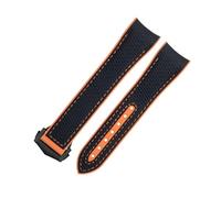 IENYU Bracelet de montre en caoutchouc souple 21 mm FKM Fluororubber Texture en nylon pour bracelet Omega pour cadran Seamaster 600 de 43,5 mm avec boucle déployante, 21mm