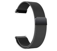 IENYU Bracelet de montre magnétique en métal en maille tissée à dégagement rapide - Bracelet de rechange réglable en acier inoxydable pour homme et femme - 16 mm, 18 mm, 20 mm, 22 mm (noir, 20 mm), 20