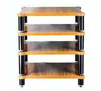 IEOWY Étagère HiFi 4 Niveaux, Meuble Audio/vidéo, Meuble pour Tourne-Disque, Pieds en Bois Massif, étagère pour amplificateur de Puissance, Composants Audio/vidéo (Couleur Bois, 60 x 93 x 48 cm)