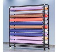 IEOWY Présentoir à Rouleaux de Tissu, présentoir Commercial avec Barre de Suspension réglable, Grand présentoir Mobile à roulettes pour Rouleaux de Vinyle/Cuir/Film pour vitres/Papier Peint