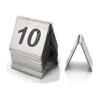 IEOWY Stapelbare Tischnummern im Zeltstil, 1 BIS 10/25, 50/100, doppelseitige Nummernständer für Restaurants, Schilder, Metallständer aus Edelstahl, Tischnummernschild, 5 x 4 cm (1-10 (5 x 4 cm))
