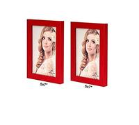 Ieoyoubei Lot de 2 cadres photo à suspendre au mur ou à suspendre au mur Rouge 12,7 x 17,8 cm