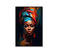 IEPOZWA Images sur toile pour femmes africaines, Fille noire afro-américaine Impressions sur toile abstraites Tableau Decoration Murale Salon Chambre - 60x80cm Sans cadre