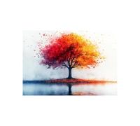 IEPOZWA Tableau décoratif nature Impression sur toile, Arbre de Vie Aquarelle Toile Décorative Pour Votre Salon Chambre | Art Abstrait L'Arbre De La Vie - 30x40cm Sans cadre(Jaune)