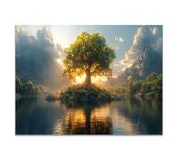 IEPOZWA Tableau Decoration Murale Salon Plantes de l’Arbre de Vie Moderne Toile Impression Sur Toile, Mural Chambre Salle De Bain Cuisine Restaurant(Vert 143)-60x90cm Sans cadre