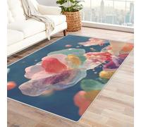 IEPOZWA Tapis à Motifs Asymétriques et Couleurs Vives Pierres Salon Chambre Grande Surface,Maison Tapis De Sol pour Chambre Salon Cuisine Balcon Lavable en Machine(Rose)-90x150cm