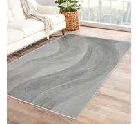 IEPOZWA Tapis Contemporain à Motifs Graphiques Irréguliers Fil de Soie pour Salon, Chambre, Bureau, Anti-Dérapant, Lavable en Machine, Durable(Cendre)-120x180cm
