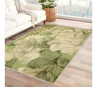 IEPOZWA Tapis Contemporain à Motifs Graphiques Irréguliers Fleurs pour Bureau, Salon, Chambre, Tapis Durable, Confortable(Vert)-90x150cm