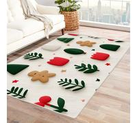 IEPOZWA Tapis Contemporain Motif Feuillage Bonhomme en Pain D’éPices pour Cuisine, Salle À Manger, Entrée, Doux, Facile À Nettoyer, Épais(Blanc)-180x240cm